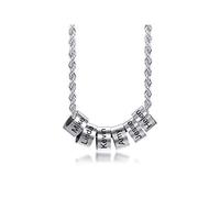 VNOX 2/3/4/5/6 Names Beads Charms Necklace for Men Personalized Beads Stainless Steel Necklace with Family/Partner Names Pendant Necklace for Men Women