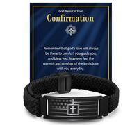 VNOX American Flag Cross Bible Verse Bracelet for Men Teen Boys Kids Stocking Stuffers,Religious Christian Jewelry Mens Easter Valentines Baptism Birthday Gift Ideas, no gemstone