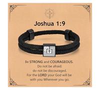 VNOX American Flag Cross Bracelet for Men - Christian Scripture Bible Verse Rope Bracelets Religious Gift For Teens Teenage，Mens Faith Inspirational Easter Birthday Christmas Jewelry Gifts, no