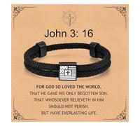VNOX American Flag Cross Bracelet for Men - Christian Scripture Bible Verse Rope Bracelets Religious Gift For Teens Teenage，Mens Faith Inspirational Easter Birthday Christmas Jewelry Gifts, no
