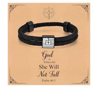 VNOX American Flag Cross Bracelet for Men - Christian Scripture Bible Verse Rope Bracelets Religious Gift For Teens Teenage，Mens Faith Inspirational Easter Birthday Christmas Jewelry Gifts, no