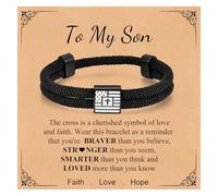 VNOX American Flag Cross Bracelet for Men - Christian Scripture Bible Verse Rope Bracelets Religious Gift For Teens Teenage，Mens Faith Inspirational Easter Birthday Christmas Jewelry Gifts, no