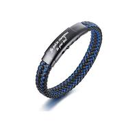 VNOX Bracelet for Men Inspirational Mantra Engraved Be Bold, Be Courageous, Be Your Best, Blue Braided Leather Adjustable Cuff Bangle Bracelets Encouragement Motivational Gift for Mens Boys