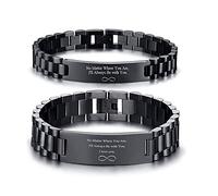VNOX Couple Bracelets Stainless Steel Adjustable Love Quote Link Bracelets for Mens Womens, I'll Always Be With You Anniversary Birthday Gifts to Lover Family