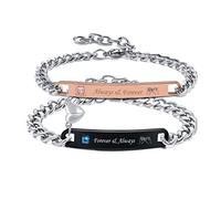 VNOX Couple Magnetic Bracelets Personalized, His and Hers Mutual Attraction Link Charm Bracelet for Best Friend Boyfriend Girlfriend, Love Quote Matching Couples