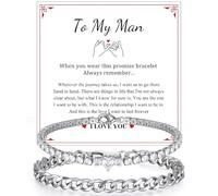 VNOX Couples Bracelets for Valentines Day Gifts - Stainless Steel Matching Bracelets, Relationship Couple Gifts for Him and Her, Valentine's Day Anniversary Birthday- To My Man