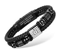 VNOX Cross Bracelet for Men - Double-Row Braided Leather Faith Bible Verse American Flag Bracelets for Men Jewelry Gift Religious Baptism Easter Gifts for Young Men Teenage,Adjustable Wristband, no
