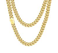 VNOX Cross Necklace for Men - Solid Silver/Gold Plated/Black Mens Cuban Link Chain Stainless Steel Necklaces, Cool Religious Christian Jewelry Gifts, Metal, No Gemstone