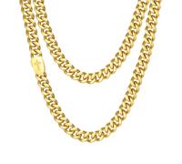 VNOX Cross Necklace for Men - Solid Silver/Gold Plated/Black Mens Cuban Link Chain Stainless Steel Necklaces, Cool Religious Christian Jewelry Gifts, 22", Metal, No Gemstone