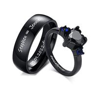 VNOX Custom Couple Rings for Men Women, His and Hers Personalized Matching Promise Ring Set 15, Free Engrave Stainless Steel Engagement Rings Anniversary Wedding Valentines Day Gift for Lover