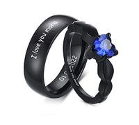 VNOX Custom Couple Rings Set, His and Hers Personalized Matching Promise Ring Sets 1, Free Engrave Stainless Steel Engagement Rings Anniversary Wedding Valentines Day Gift for Men Women