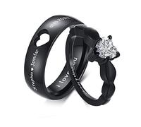 VNOX Custom Couple Rings Set, His and Hers Personalized Matching Promise Ring Sets 6, Free Engrave Stainless Steel Engagement Rings Anniversary Wedding Valentines Day Gift for Men Women