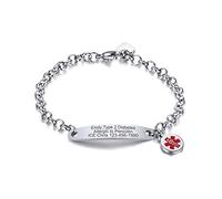 VNOX Custom Engraving Special Rolo Chain Medical Alert id Bracelet for Women Girls,Adjustable 6-7.8 Inches 7.8 inches