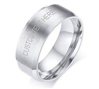 VNOX Customisable Personalised Rose Stainless Steel Brushed Finish Round Simple Band Ring for Men,Size J 1/2,Free Engraving