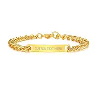 VNOX Customizable Bracelets Link Bracelets Personalized Engraved Couple Bracelets BFF Brother Sisters Bracelets Family Bracelets