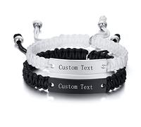VNOX Customized Matching Bracelets for Couples Magnetic Couple Bracelets Gifts for Hers Grilfriend Long Distance Bracelet (A-Black and White, Customise**-2PCS)