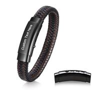 VNOX Customized Medical Bracelet for Men : Medical Alert Mens Bracelets Adjustable 21cm Engraved Leather Emergency Bracelet Support Personalised for Autism Allergy Diabetic Epilepsy(black custom)