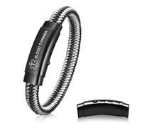 VNOX Engraved Medical Bracelet for Men : Medical Alert Mens Bracelets Adjustable 21cm Personalised Leather Emergency Bracelet Support Customized for Autism Allergy Diabetic Epilepsy(silver BT)