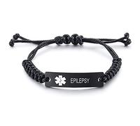 VNOX Free Custom Engraving Braided Rope Emergency Medical Alert ID Identification Bracelet for Women Men Kids,4-9 Inches, 9", Stainless Steel