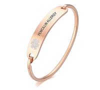 VNOX Free Engraving-Stainless Steel Medical Alert ID Bangle Bracelet,Gold Plated/Silver,7.4"-8.0"