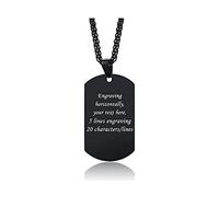VNOX Free Engraving Stainless Steel Plain Dog Tag Pendant Necklace with 24" Chain,Personalized Customize Army Tag Necklace,Gift for Dad Husband Boy Brother Sister Bestfriend