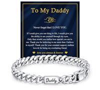 VNOX Gift for Dad from Daughter Son Stainless Steel Cuban Link Chain Bracelet Father Day Birthday Valentines Christmas Jewelry Gifts Ideas for New Dad Daddy Stepdad, no gemstone