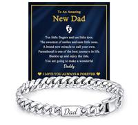 VNOX Gift for Dad from Daughter Son Stainless Steel Cuban Link Chain Bracelet Father Day Birthday Valentines Christmas Jewelry Gifts Ideas for New Dad Daddy Stepdad, no gemstone
