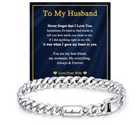 VNOX Gift for Men Dad Husband Son Grandson Brother Silver Stainless Steel Cuban Link Chain Bracelet Birthday Valentines, no gemstone