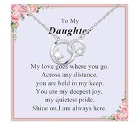 VNOX Gifts for Daughter - Silver Eternity Love Interlocking Circles Necklace for Women and Girls，Jewellery with Card Present for Mother's Day Birthday Anniversary