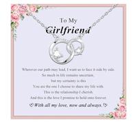 VNOX Gifts for Girlfriend- Silver Eternity Love Interlocking Circles Necklace for Women and Girls，Jewellery with Card Present for Mother's Day Birthday Anniversary
