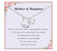 VNOX Gifts for Mum and Daughter - Silver Eternity Love Interlocking Circles Necklace for Women and Girls，Jewellery with Card Present for Mother's Day Birthday Anniversary