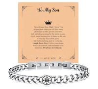 VNOX Graduation Gift for Him Son Men - Stainless Steel Compass Bracelet for Men, Silver Cuban Link Bracelet with Inspirational Card, Graduation Bracelet Gift for Son Grandson Boyfriend
