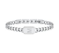 VNOX Initial Bracelet for Men Boys - Simple Mens A-Z Letter Cuban Link Chain Bracelets, Adjustable Solid Stainless Steel Jewelry Gifts for Men Dad Boyfriend, adjustable, Silver, no gemstone