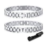 VNOX Initial Bracelet for Men - Stainless Steel Watch Band A-Z Letter Silver Link Bracelets,Fathers Day Gift for Dad Boyfriend Teen Boy Women Mens Jewelry Gifts for Him, 6 UK, Stainless Steel, no