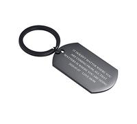 VNOX Keychain for Mens Free Engraving, Stainless Steel Dog Tag Key Ring, Black Army Card Identity Keyrings, Birthday Gift for Dad Husband Boy Brother