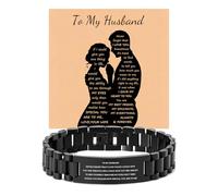 VNOX Masculine Watch Band Stainless Steel Link Bracelet Personalized Jewelry Gift for Men DAD Father Husband Boyfriend, To My Husband-Never Forget That I Love You, No Gemstone