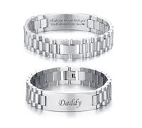 VNOX Masculine Watch Band Stainless Steel Link Bracelet Personalized Jewelry Gift for Men DAD Father Husband Boyfriend, M, Daddy-Always Be Your Little Girl..., no gemstone