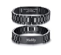 VNOX Masculine Watch Band Stainless Steel Link Bracelet Personalized Jewelry Gift for Men DAD Father Husband Boyfriend, Hubby-You are my best friend my soulmate..., No Gemstone