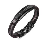 VNOX Men's Inspirational Mantra Engarved Handmade Braided Leather Adjustable Cuff Bangle Bracelet Encouragement Motivational Gift for Men, 8.3 inch, Isaiah 41:10-Do Not Fear for I Am with You, no