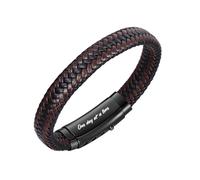 VNOX Men's Inspirational Mantra Engarved Handmade Braided Leather Adjustable Cuff Bangle Bracelet Encouragement Motivational Gift for Men, One day at a time(Inside), no gemstone