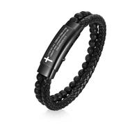VNOX Men's Inspirational Mantra Engarved Handmade Braided Leather Adjustable Cuff Bangle Bracelet Encouragement Motivational Gift for Men, 7.5-8.29 inches, Philippians 4:13-I Can Do All Things Through