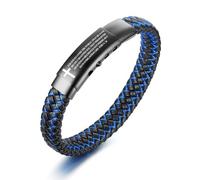 VNOX Men's Inspirational Mantra Engarved Handmade Braided Leather Adjustable Cuff Bangle Bracelet Encouragement Motivational Gift for Men, 9.25 Inches, John 3: 16-For God so Loved the World, no