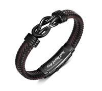 VNOX Men's Inspirational Mantra Engarved Handmade Braided Leather Adjustable Cuff Bangle Bracelet Encouragement Motivational Gift for Men, Keep fu**king going(Inside), no gemstone