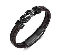 VNOX Men's Inspirational Mantra Engarved Handmade Braided Leather Adjustable Cuff Bangle Bracelet Encouragement Motivational Gift for Men, Stainless Steel, no gemstone