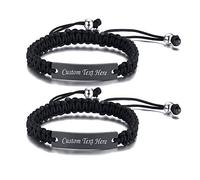 VNOX Name Quote Personalized Bracelets for Men Women Custom Customize Friendship Couple Bridesmaid Gift Jewelry Handmade Braided Rope Bracelet Anniversary Christmas Gift,Set of 2,3,4,5, 7.1-8.9 inches