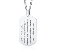 VNOX Necklace for Men Free Engraving, Stainless Steel Dog Tag Pendant Necklace with Chain, Army Card Identity Necklaces, Birthday Gift for Dad Husband Boy Brother Sister Best Friend