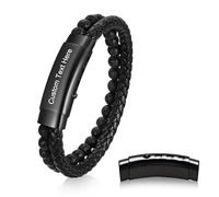 VNOX Personalised Medical Bracelet for Men : Medical Alert Men Bracelets Adjustable 21cm Engraved Leather Emergency Bracelet Support Customized for Autism Allergy Diabetic Epilepsy(lava rock custom)