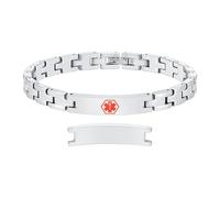 VNOX Personalized Bracelet for Women : Custom Medical Alert Bracelets Stainless Steel Name Id Tag Identification Silver Engraved Emergency SOS Medical ID Alert Bracelets for Woman Girls(2196S)