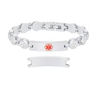VNOX Personalized Bracelet for Women : Custom Medical Alert Bracelets Stainless Steel Name Id Tag Identification Silver Engraved Emergency SOS Medical ID Alert Bracelets for Woman Girls(2196S)