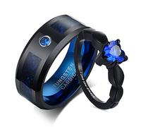 VNOX Personalized Couple Rings Set, His and Hers Matching Promise Ring Sets, Free Custom Tungsten Steel Engagement Rings, Anniversary Wedding Valentines Day Gift for Men Women（Tungsten Steel）